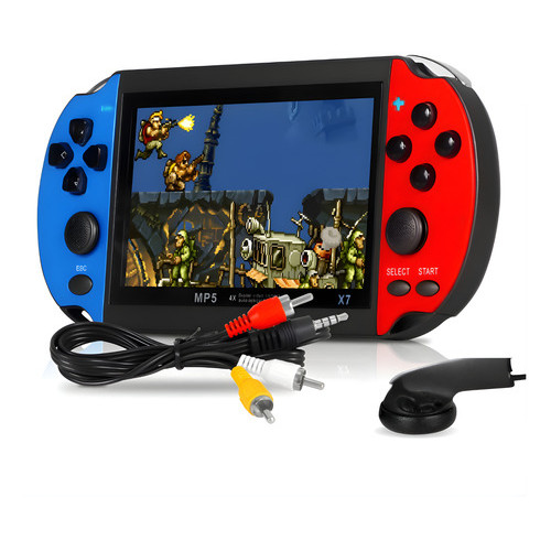 Mini Console Retrô Portátil Azul e Vermelho