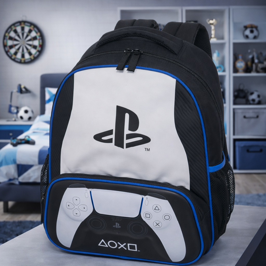 Mochila Escolar Preto Pacific Playstation VideoGame Pulse 20l Gamer Conforto Geométrico
