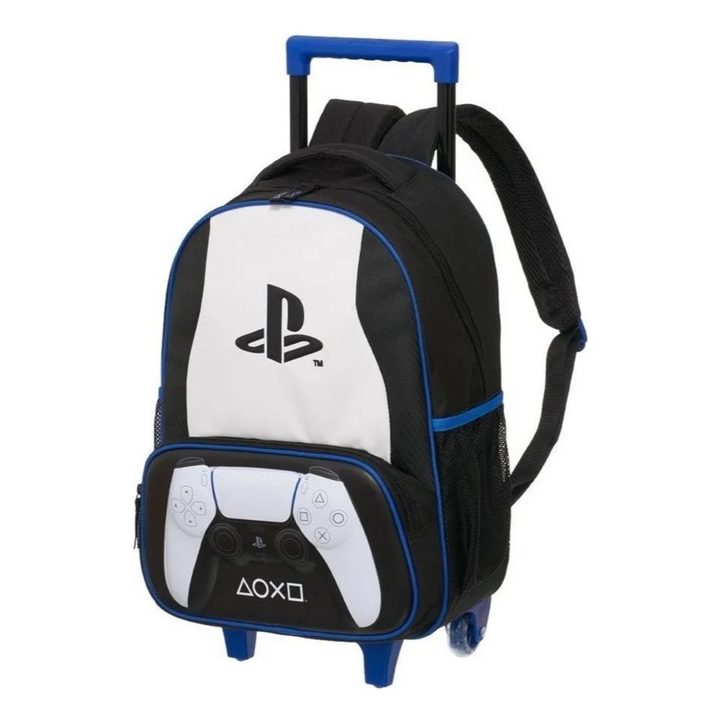 Mochila De Rodinha Escolar Com Alças Playstation Pulse Preto e Branco - Pacific