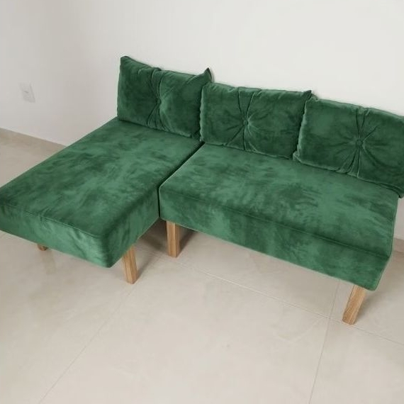 Sofá Cama.2 Lugares Retrátil Veludo com 3 Almofadas Modular Encaixe Decoração Sala Escritório Quarto Apartamento Pequeno