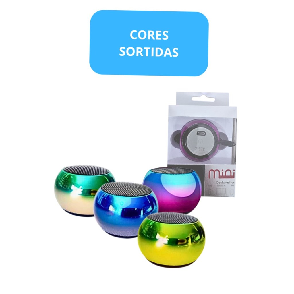 Mini Caixa De Som Speaker Wireless 3W Degradê Cores Sortidas Sem Fio Bluetooth Compacta Com Ótimo Som