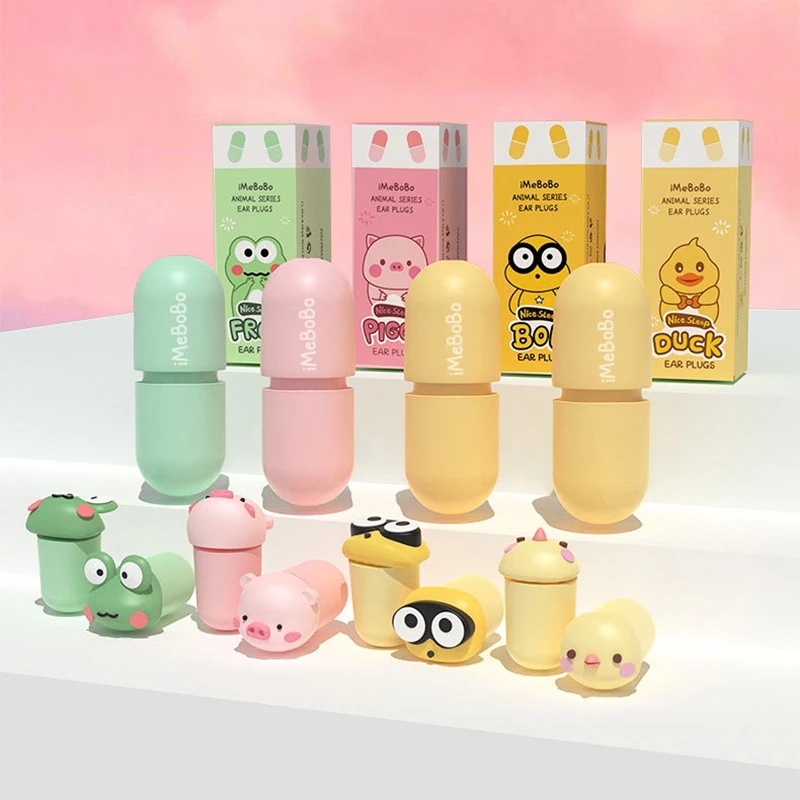Tampões Para Orelha De Sono À Prova De Som Soft Slow Rebound Noise-Reducing Ear Protectors Cute Cartoon Animal Shape Anti-Ruído