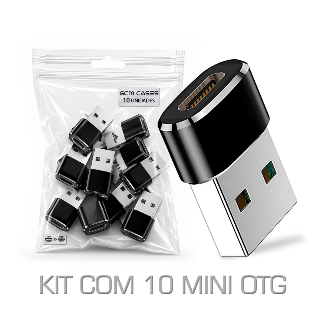 Pack 10 Mini Adaptador OTG USB P/ Tipo-C Transforme Suas Portas Antigas em novo Padrão Tipo C