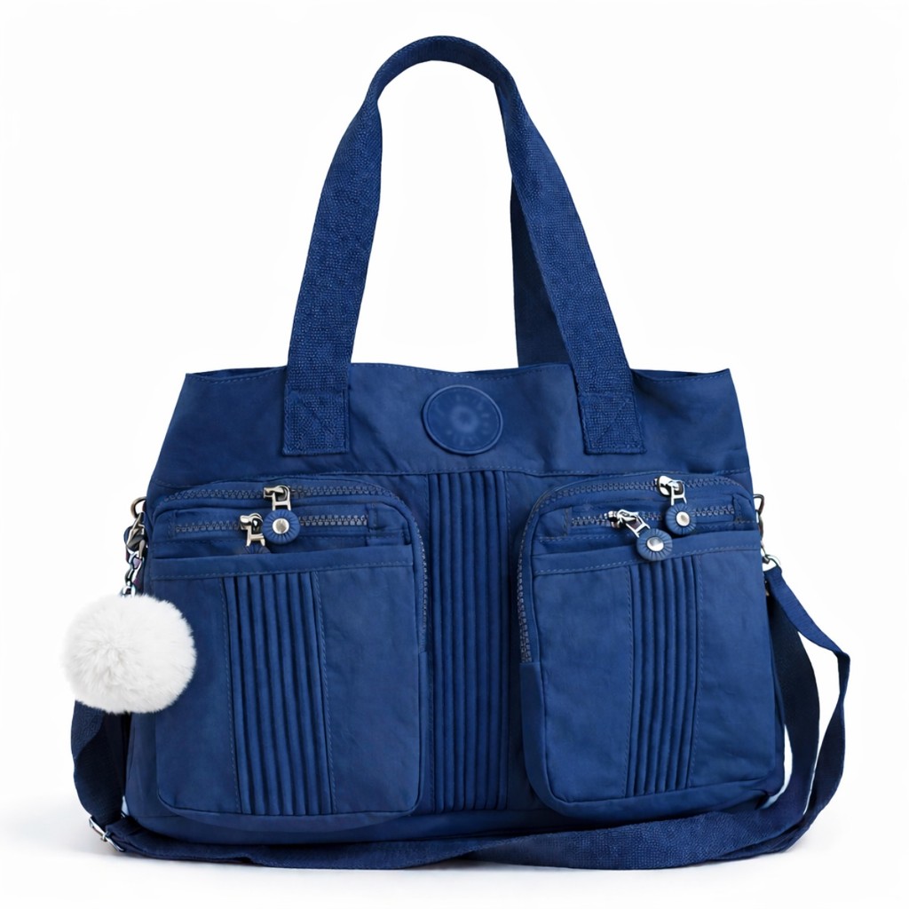 Bolsa Feminina Nylon Grande Multi Bolsos Alça Ajustável Moderna Para Organização Praticidade Design Casual Leve