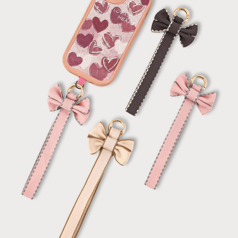 Cordão de celular curto com laço e estampa de onça, estilo Y2K, para pulso feminino, com design minimalista e sofisticad