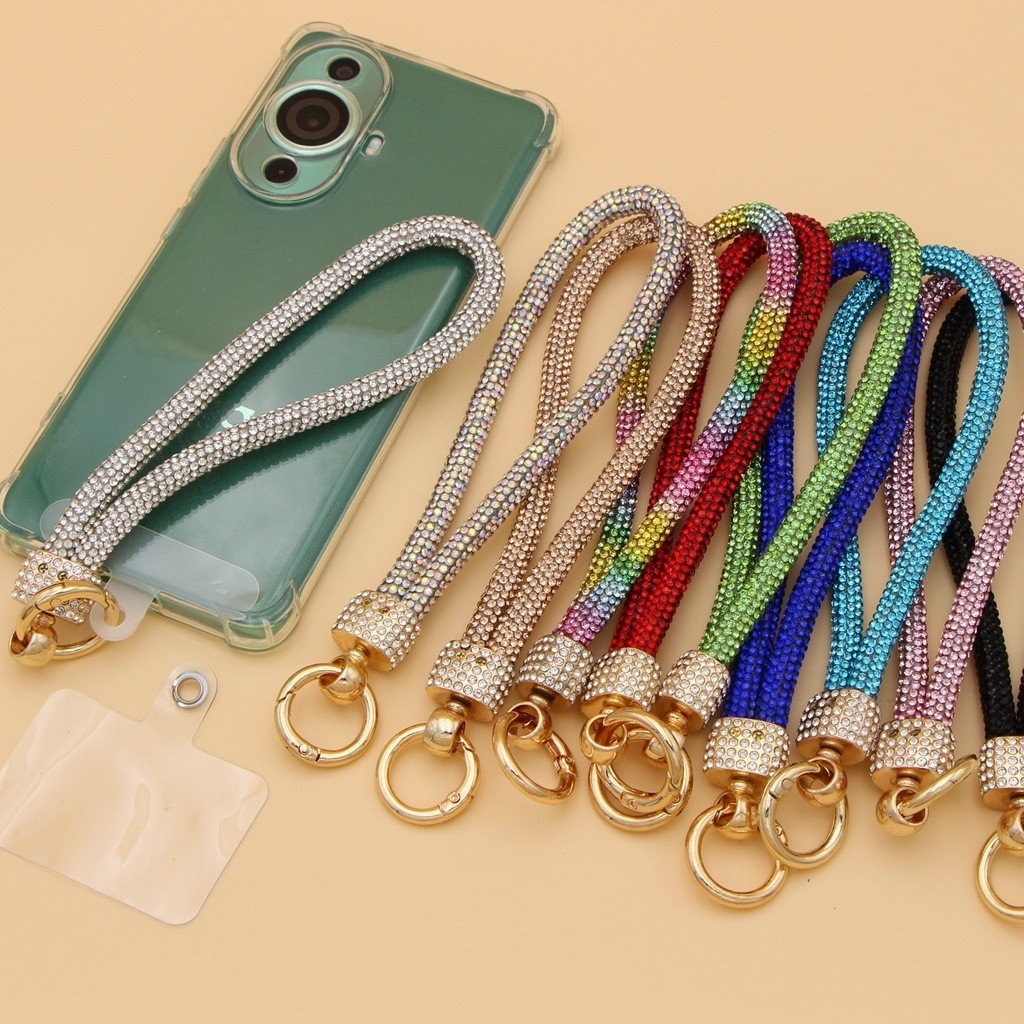 Cordão de Celular com Strass Brilhante & Bling - Design Exclusivo Pulseira Curta