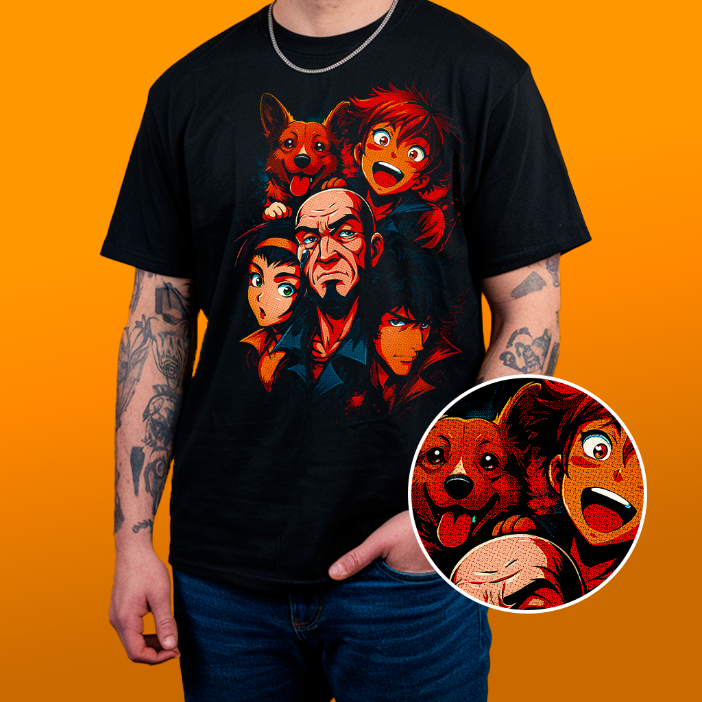Camiseta COWBOY BEBOP - Estampa Reticulada Algodão 30.1