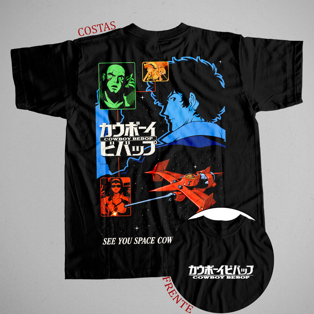 Camiseta Cowboy Bebop Spike Spiegel Swordfish II Anime 100% Algodão Masculina Plus Size