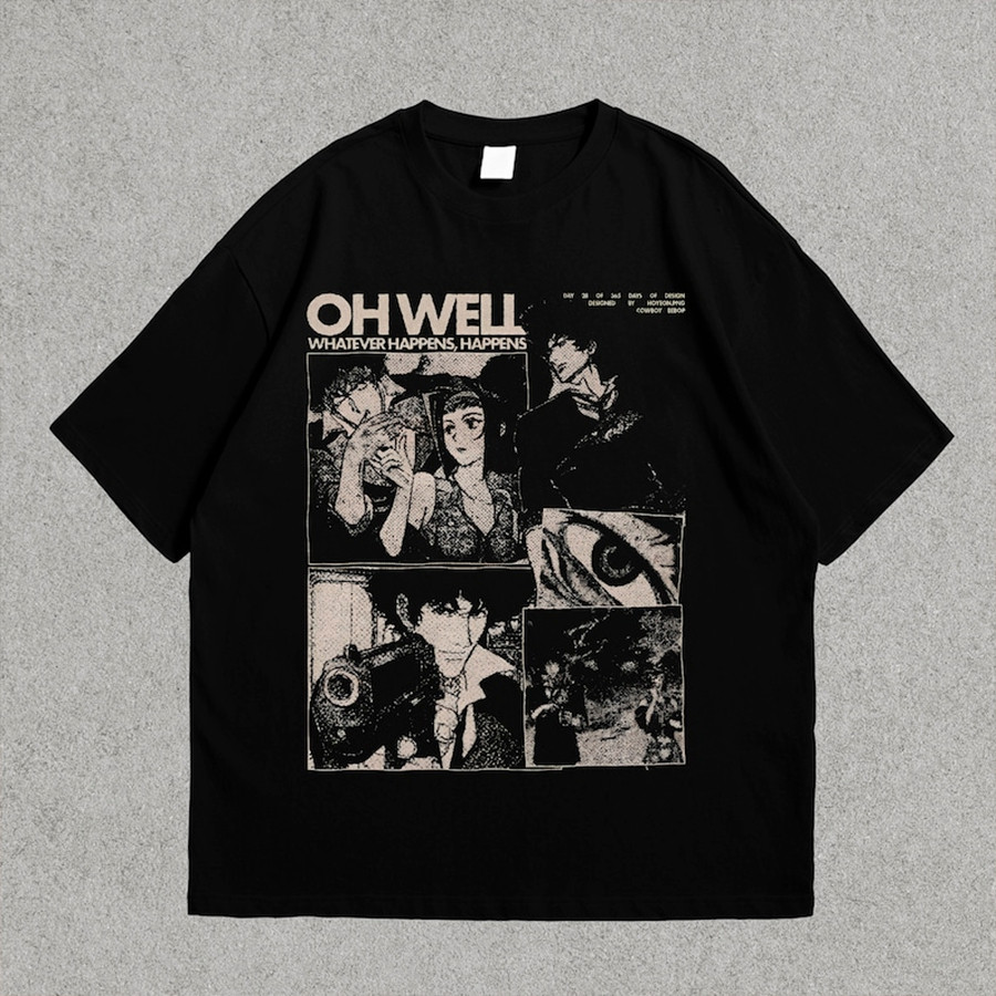 Camiseta Cowboy Bebop Anime Unissex Oversized 100% Algodão Streetwear Casual Confortável