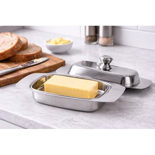 Manteigueira Tampa Aço Inox Hermética Conservação Prática Design Moderno