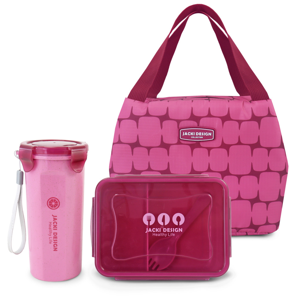 Kit Marmita Fitness Bolsa Térmica Academia Trabalho 4 Peças Jacki Design