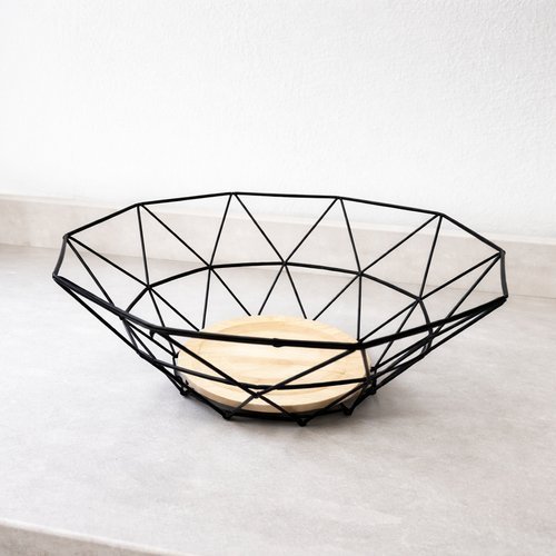 Fruteira Porta Frutas Madeira Ecológica Design Elegante Duravel Preta