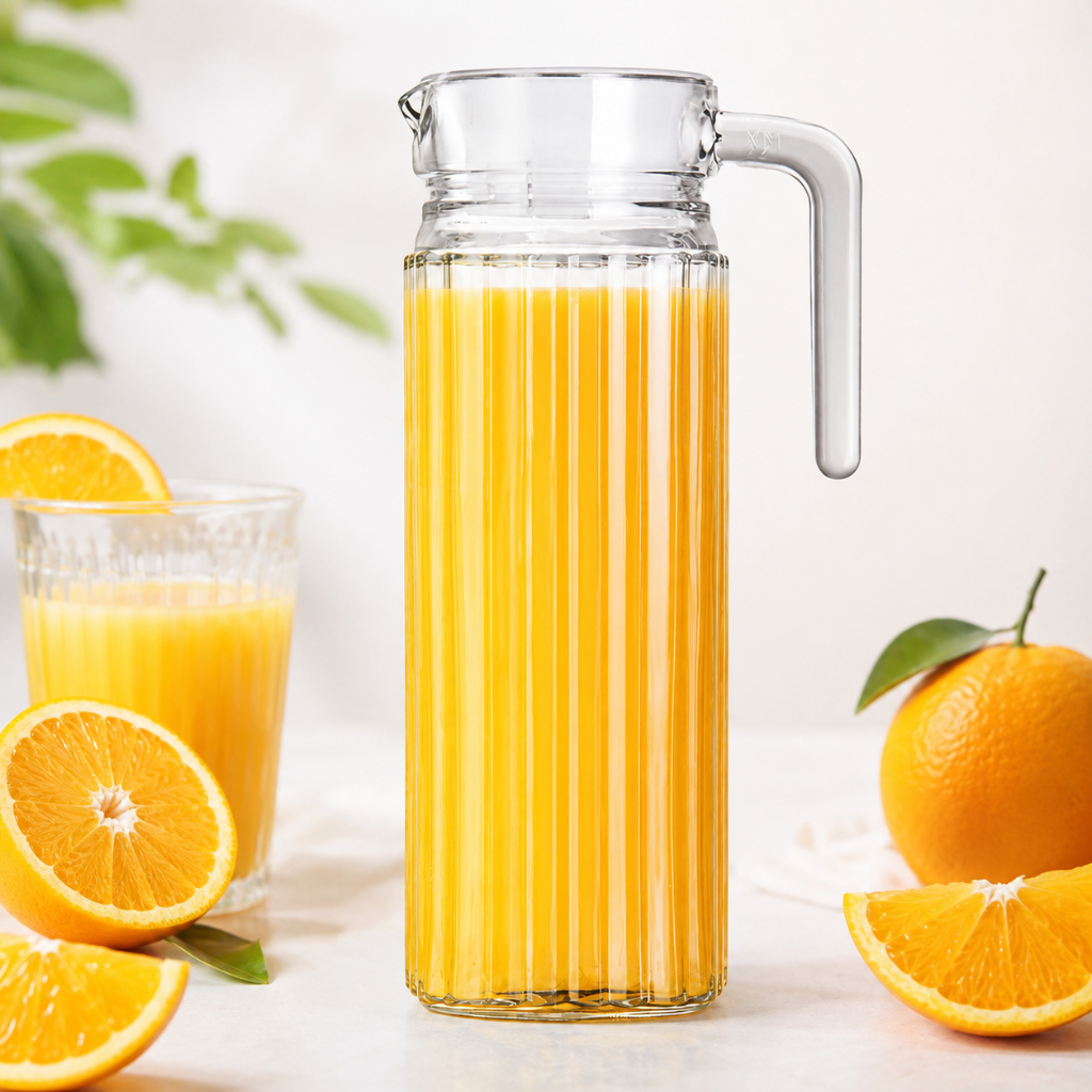 Jarra Vidro 1 Litro Transparente Design Moderno Servir Bebidas Água Suco Cozinha