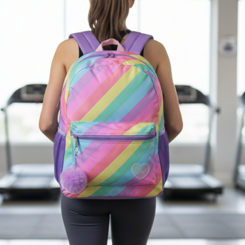 Mochila Grande Escolar Academia Viagem Menina Pompom Teen Color Love Denlex DL1069
