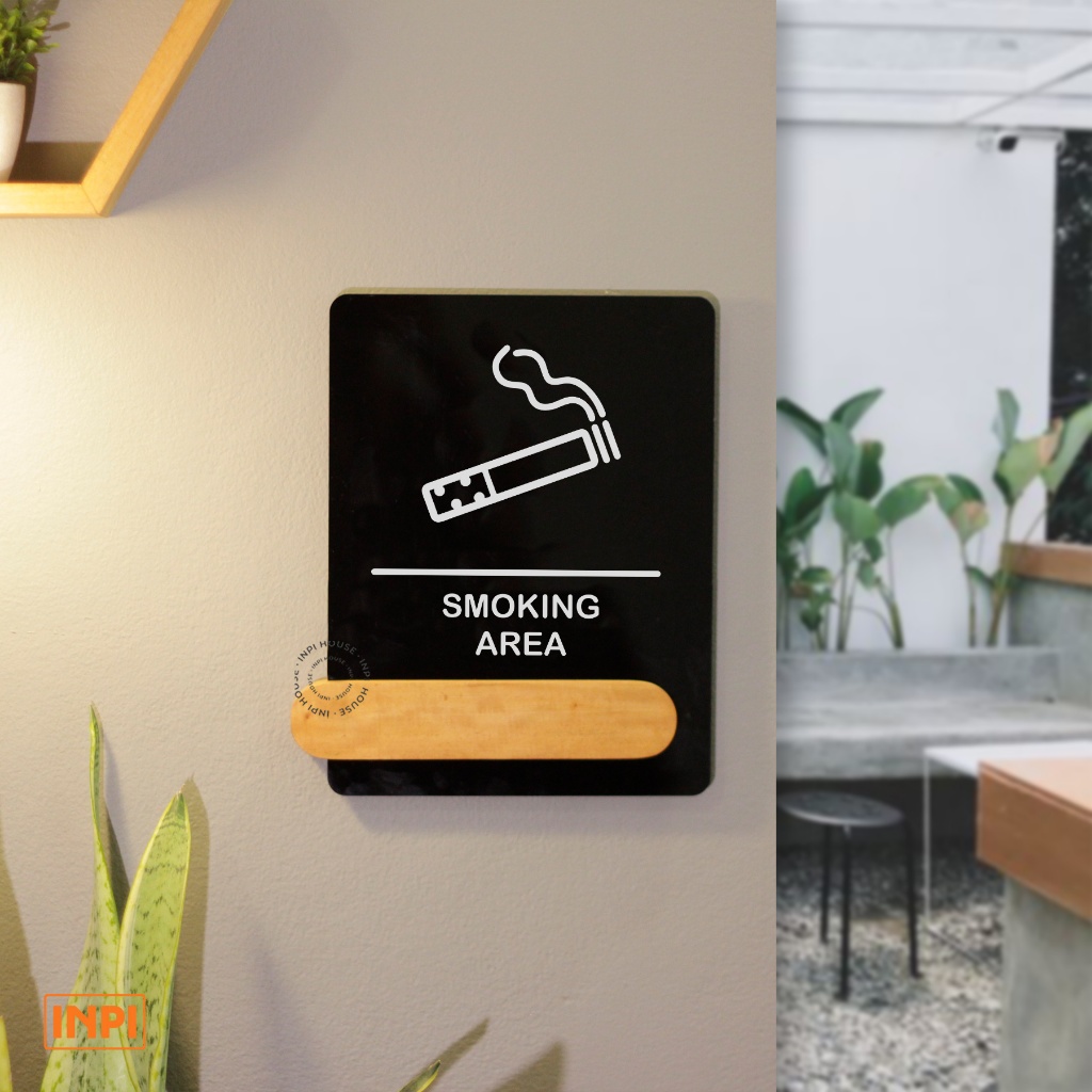 INPI HOUSE Signage Área De Fumar-Placa De Sinalização Para Madeira + Acrílico