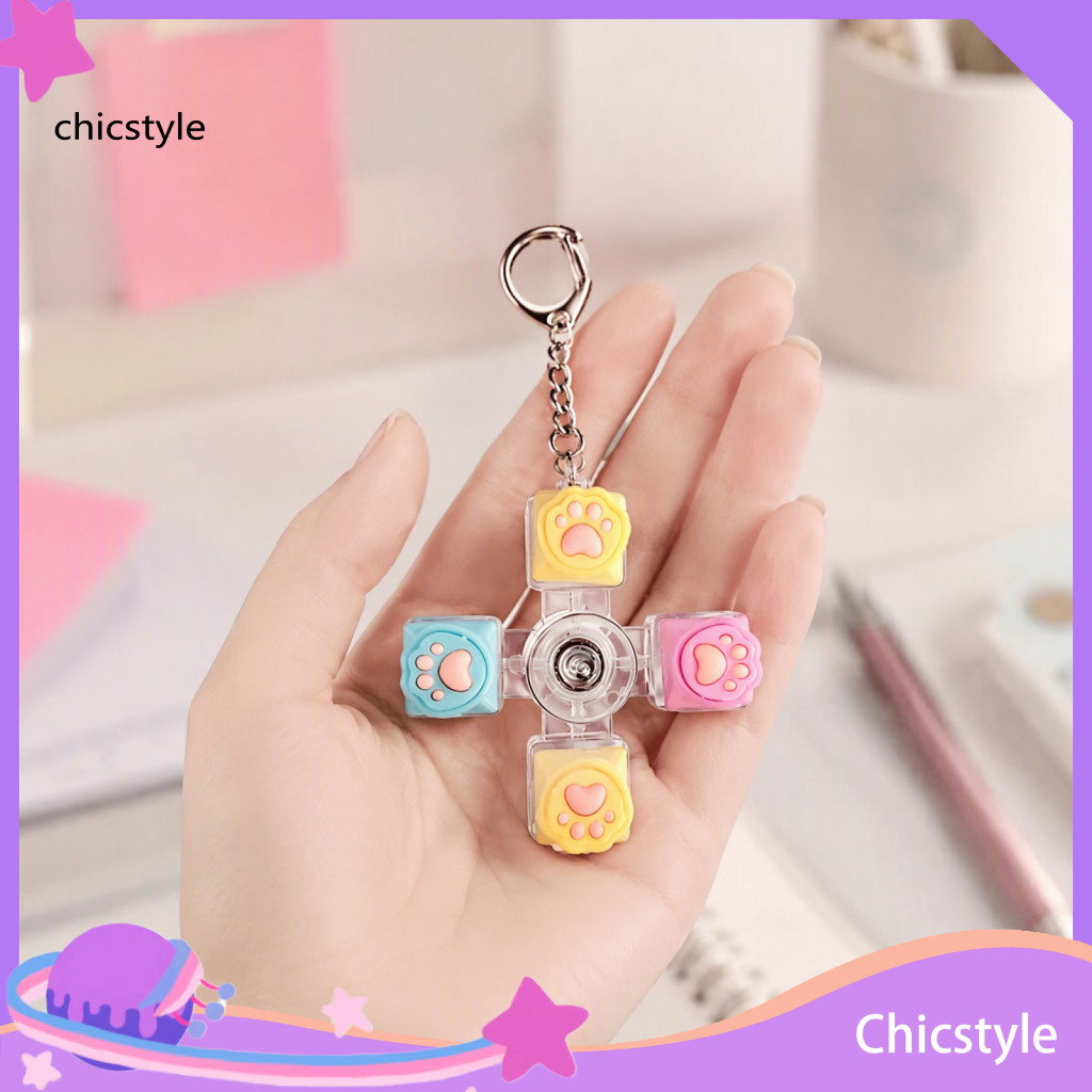 Relaxing Hand Spinner 4-keys Led Light-up Fidget Keyboard Toy with Keychain – Stress Relief Push Button Finger Clicker