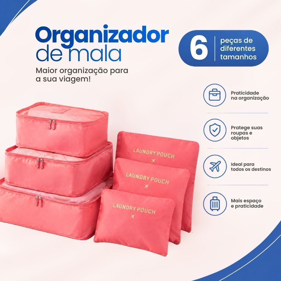 Kit 6 Peças Bolsa De Armazenamento De Bagagem Organizador De Mala Necessaire Viagem