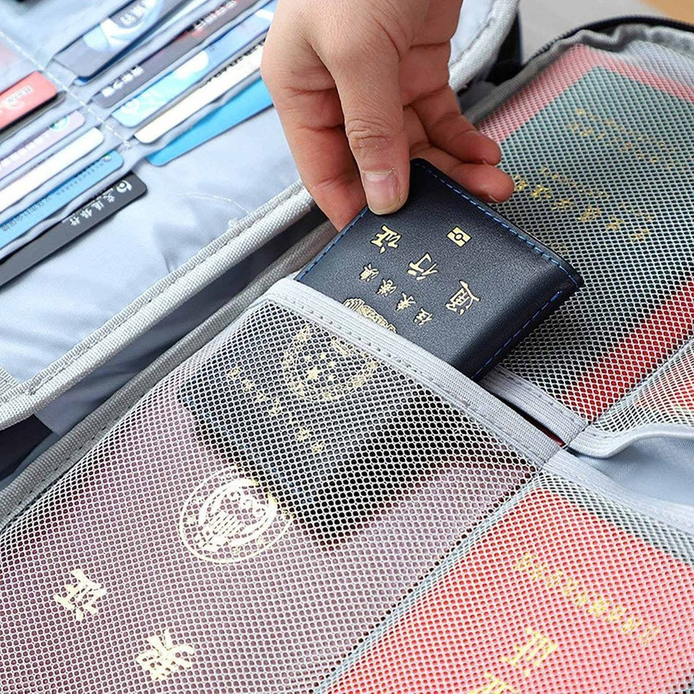 Bolsa De Armazenamento De Documentos Para Passaporte Anti-roubo Com Vários Compartimentos