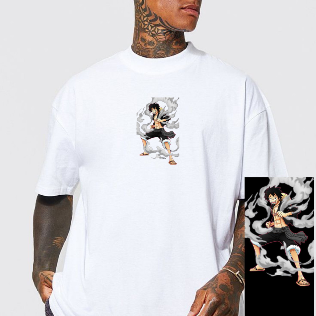 Camiseta Luffy Básica Masculina Slim  Preto e Branco T-SHIRT Camisa Algodão 30.1 Oversized One Piece