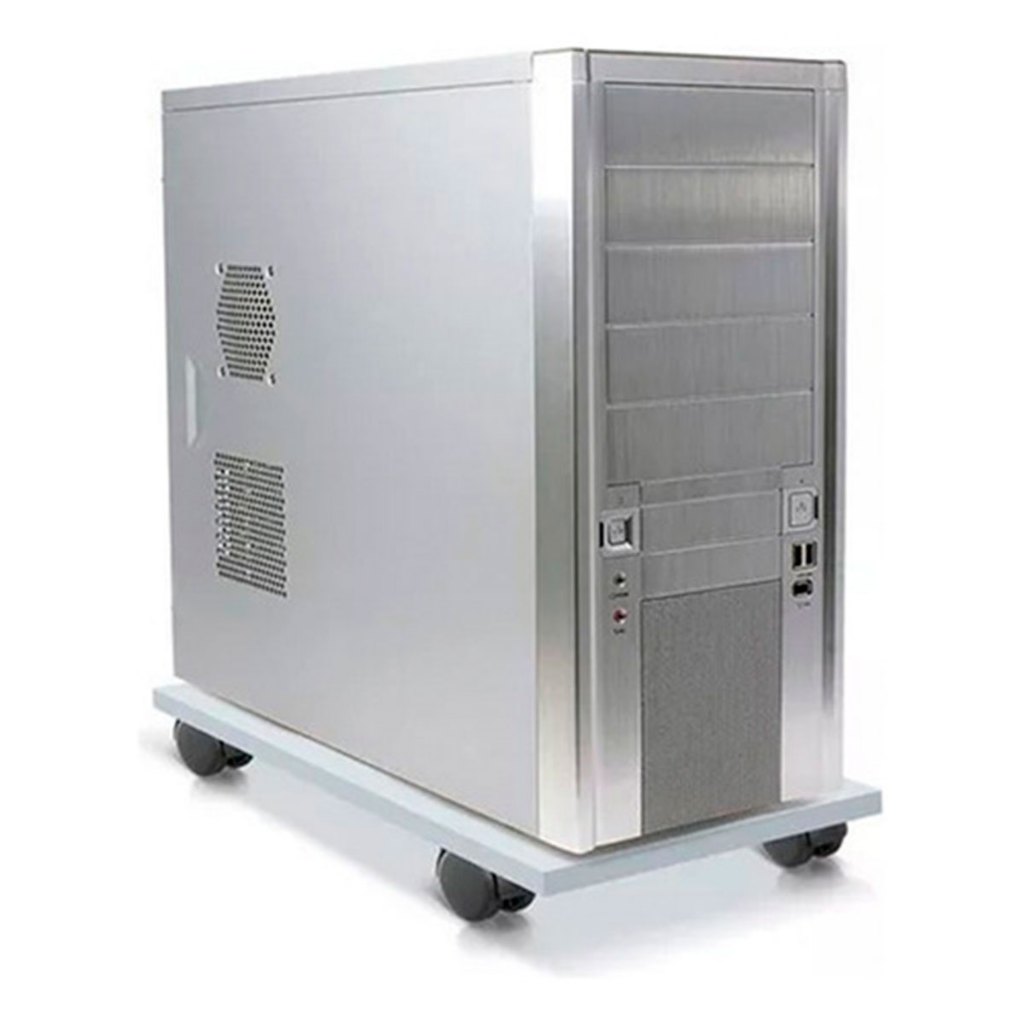 Suporte Cpu Computador De Gabinete Branco Com Rodas Em Mdf