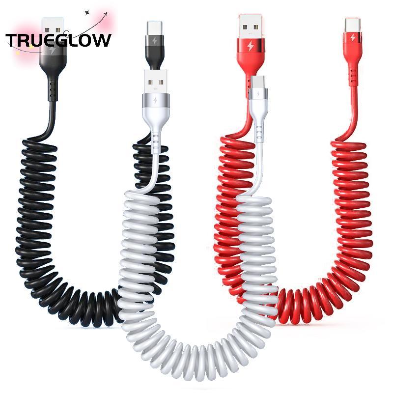 TRUEGLOW 5A 66W USB Type C Spring Car Cabo De Carregamento Rápido Para Redmi POCO Realme Em Estoque