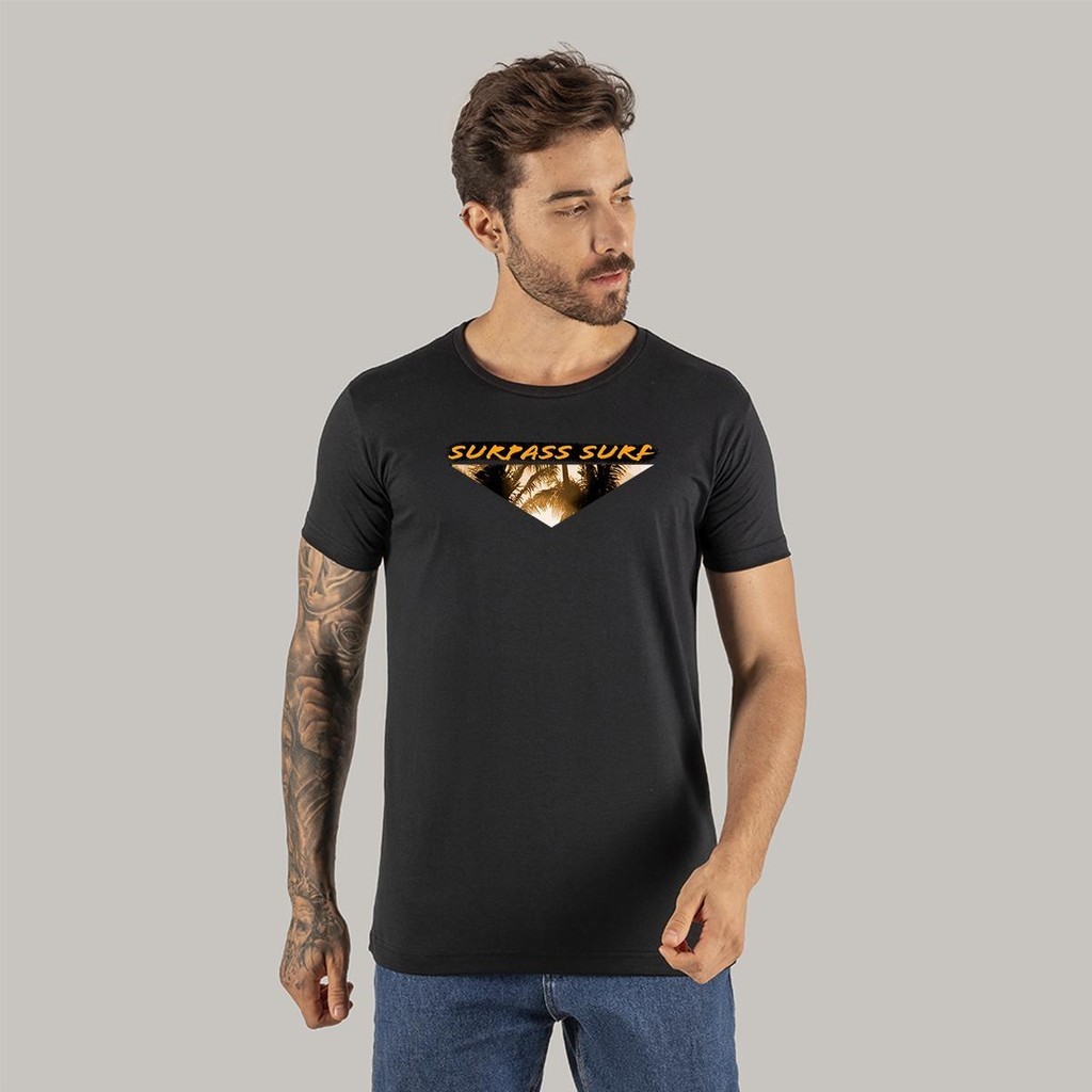 Camiseta T-Shirt Slim Moda Streetwear Camisa Algodão Surpass Surf
