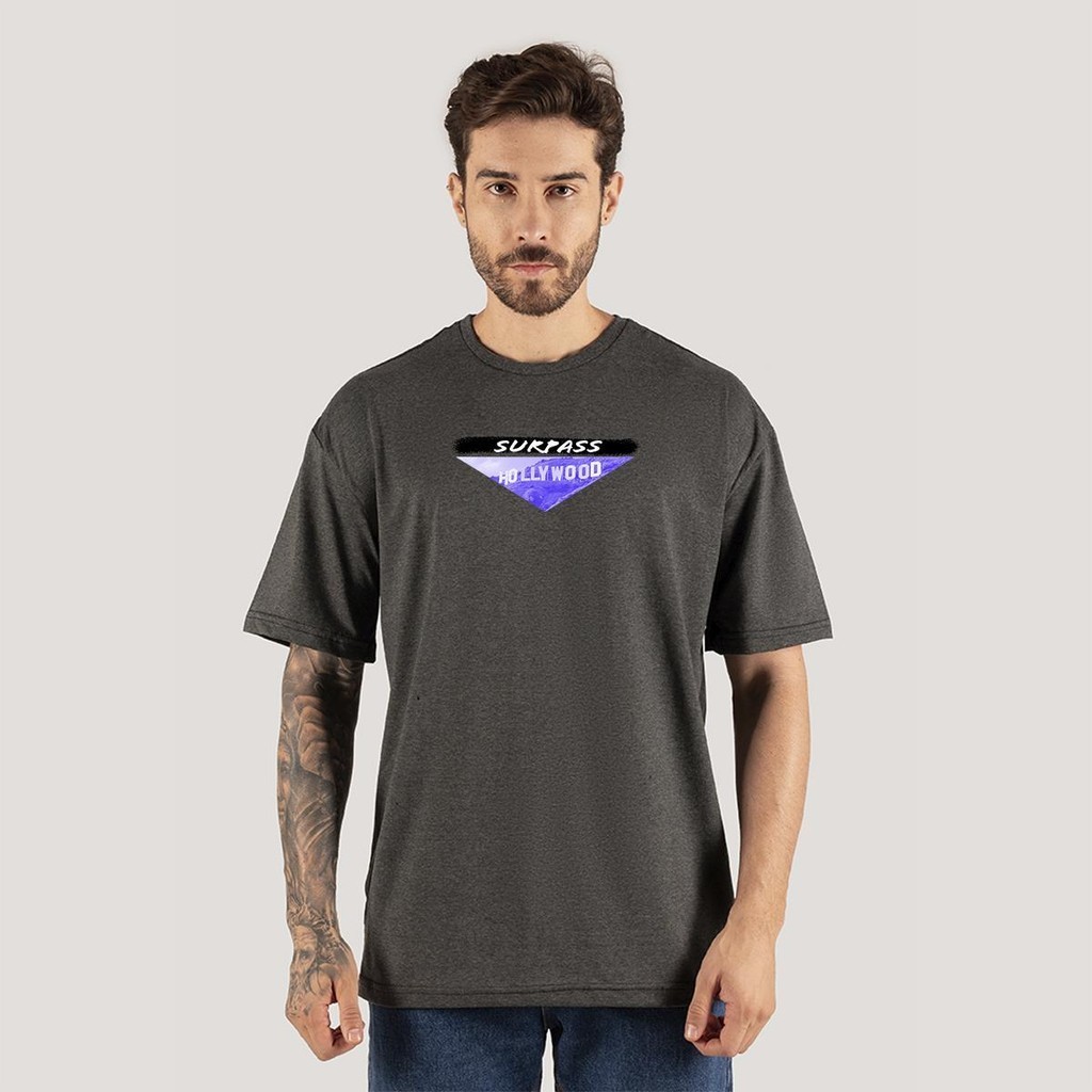 Camiseta Surpass Hollywood Estampada Oversize Blusão Varias Cores Forma Grande