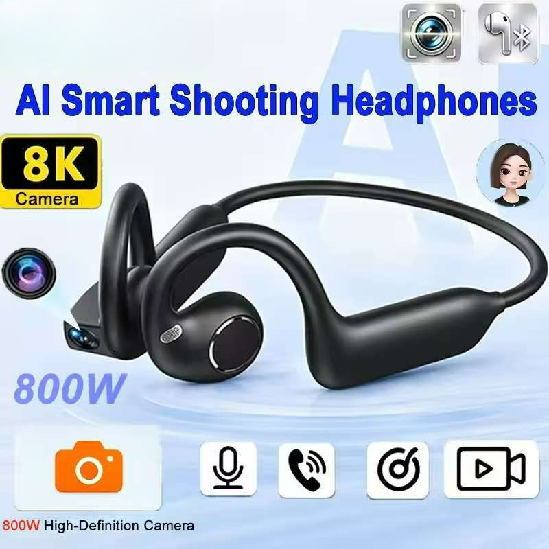 AI Fones De Ouvido Inteligentes 8MP Câmera 4K HD Gravação De Vídeo HIFI Equitação Fone Tradução ChatGPT Bluetooth Chamad