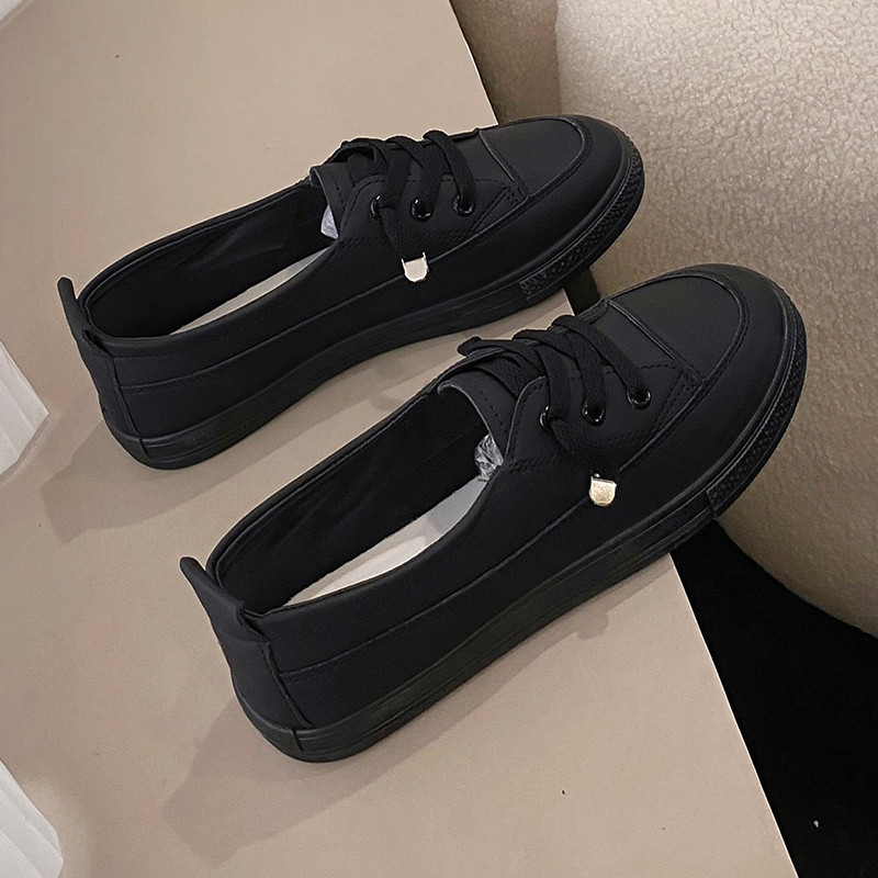 KFC Trabalho Dedo Do Pé Redondo Sapatos De Couro Preto Cozinha Feminina McDonald's Restaurante Antiderrapante Long Stand