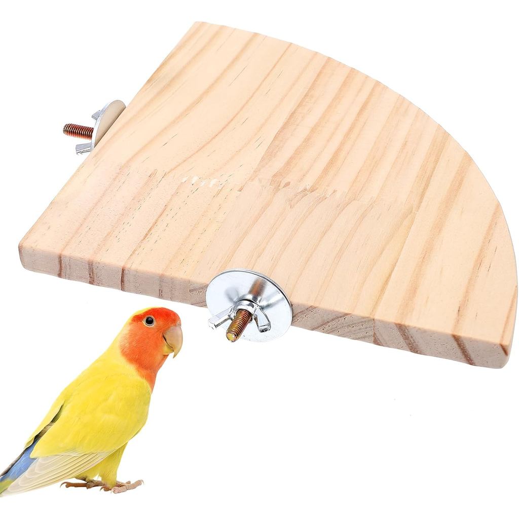 Bird Perch Platform Stand Bird Corner Wood Perch Birds Platform Parrot Stand Flat Fan Shape Playground Cage Accessories