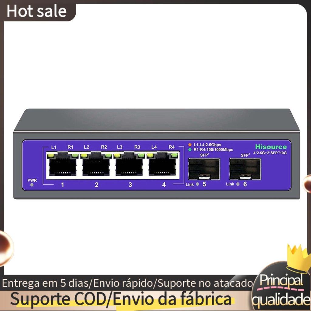 Interruptor Ethernet De 2.5 Gbps 2500 Mbps De Rede ABS 10G + Slot Home Hub Splitter Plug and Play US -