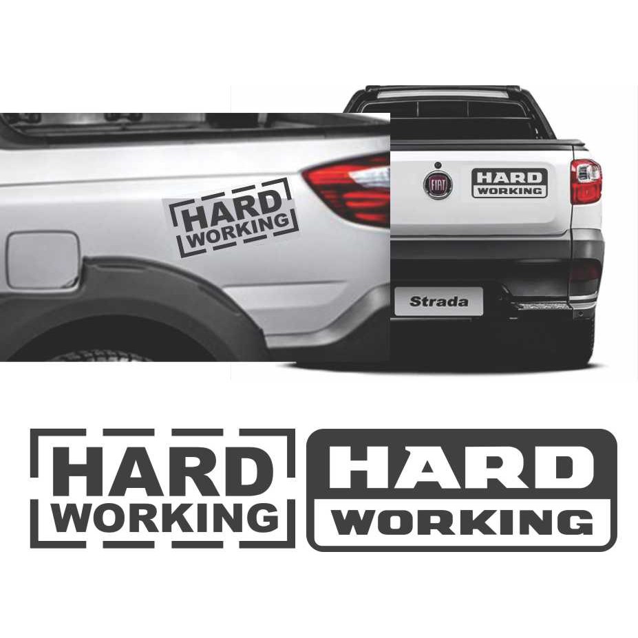 3x Unid. Adesivo Sem Fundo Fiat Strada Hard Working A097b