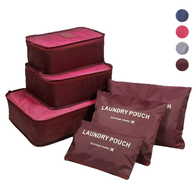 KIT 6 PEÇAS ORGANIZADOR PARA MALA BOLSA ROUPAS BAGAGEM VIAGEM COLORS ESTAMPAS SORTIDAS