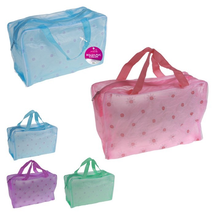 NECESSAIRE FEMININA  PVC COLOR 22CM TRANSPARENTE