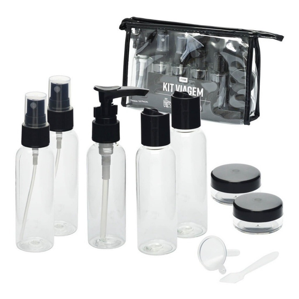 Necessaire kit viagem colors 10 pecas
