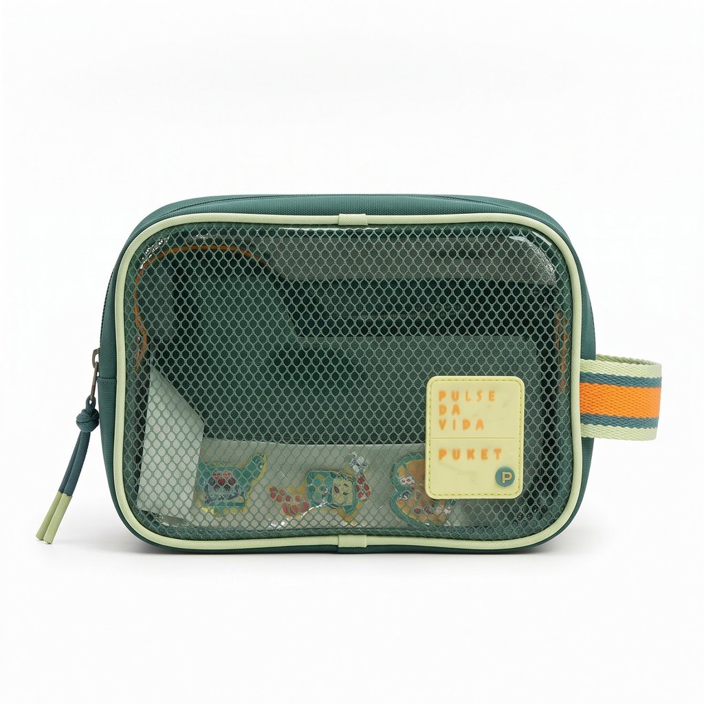 Necessaire Menino Media Puket Color Block Azul Petroleo