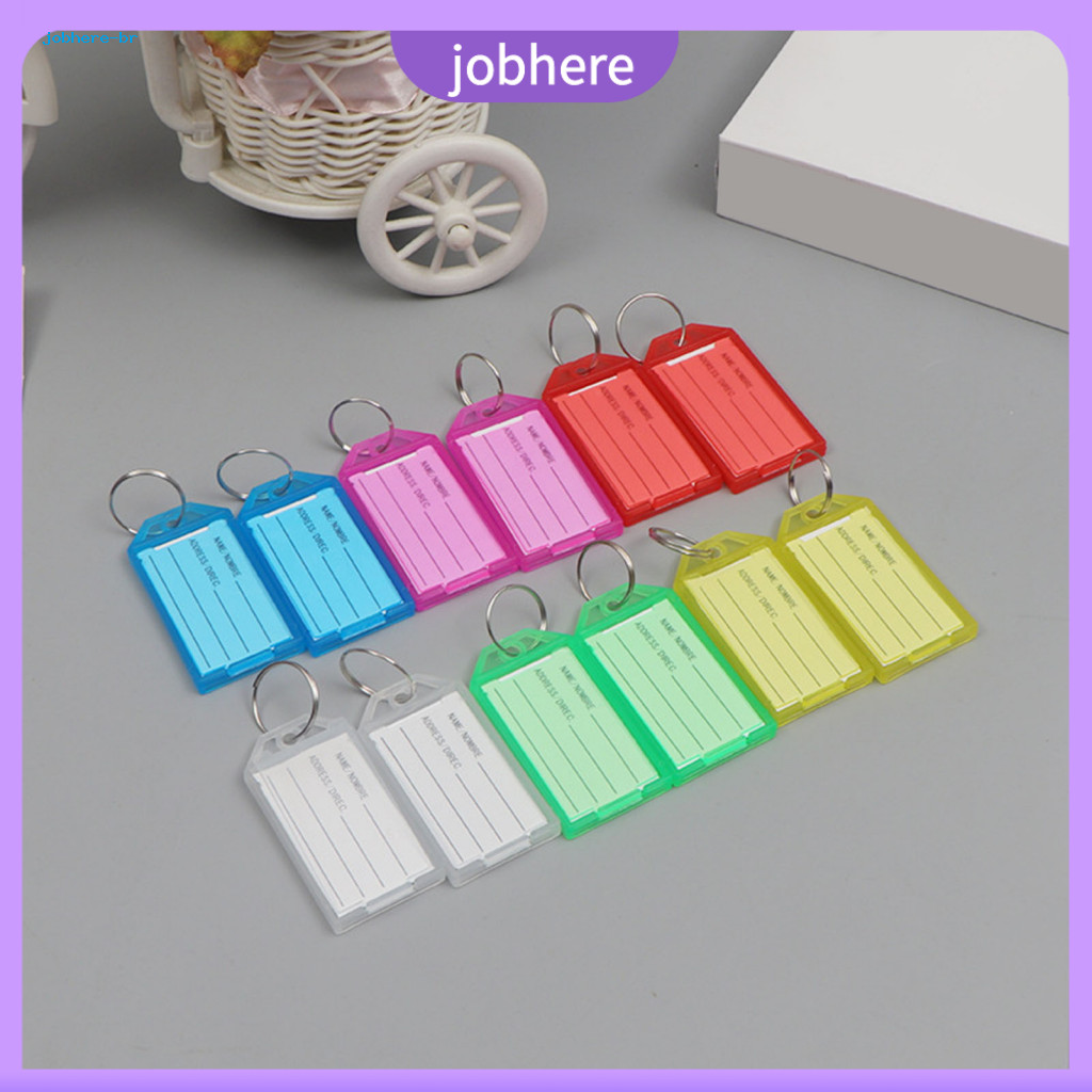 Waterproof Key Tags 50pcs Plastic with Bright Colors Writable Labels Detachable Metal Rings Crack-resistant Organizers f
