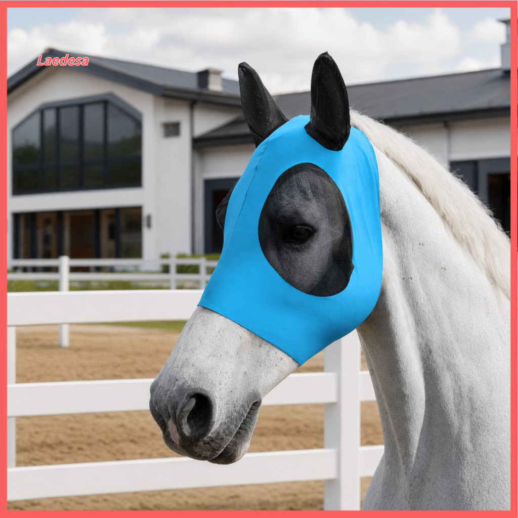 Soft Nylon Horse Mask Fly with Wide Eye Opening Lightweight Breathable Mesh for Uv Protection Comfortable Cover for Hors