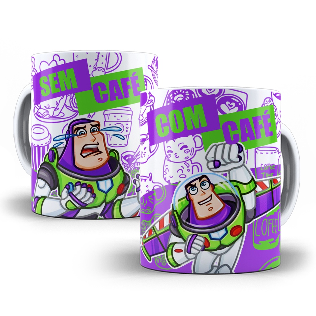 Caneca Buzz Lightyear Com Café Sem Café Toy Story Porcelana