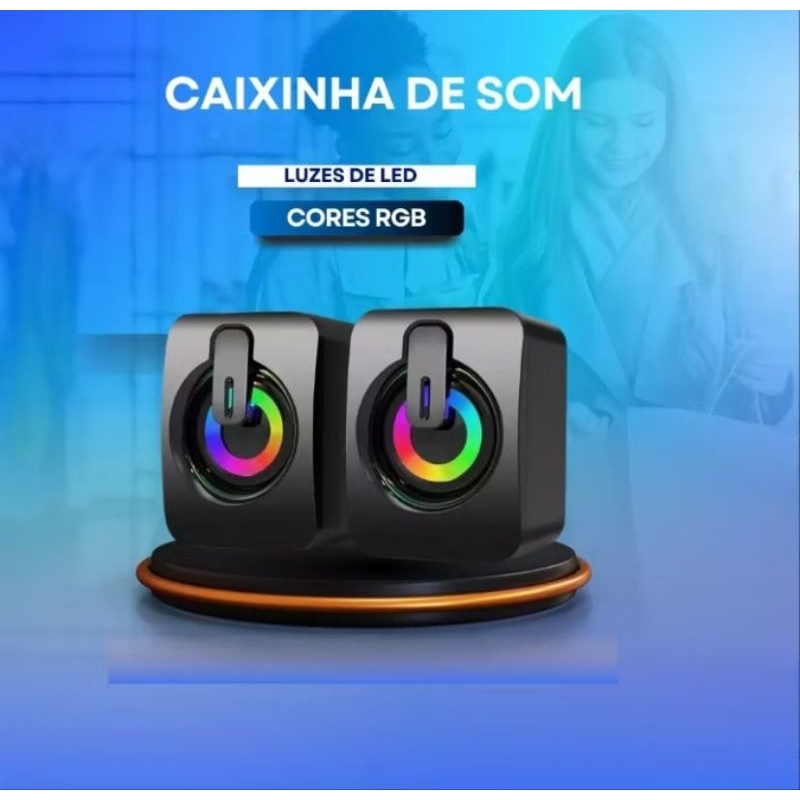 Caixa de Som Gamer USB Luminous LED RGB Potente p/ PC Notebook Desktop – Som 3D Imersivo
