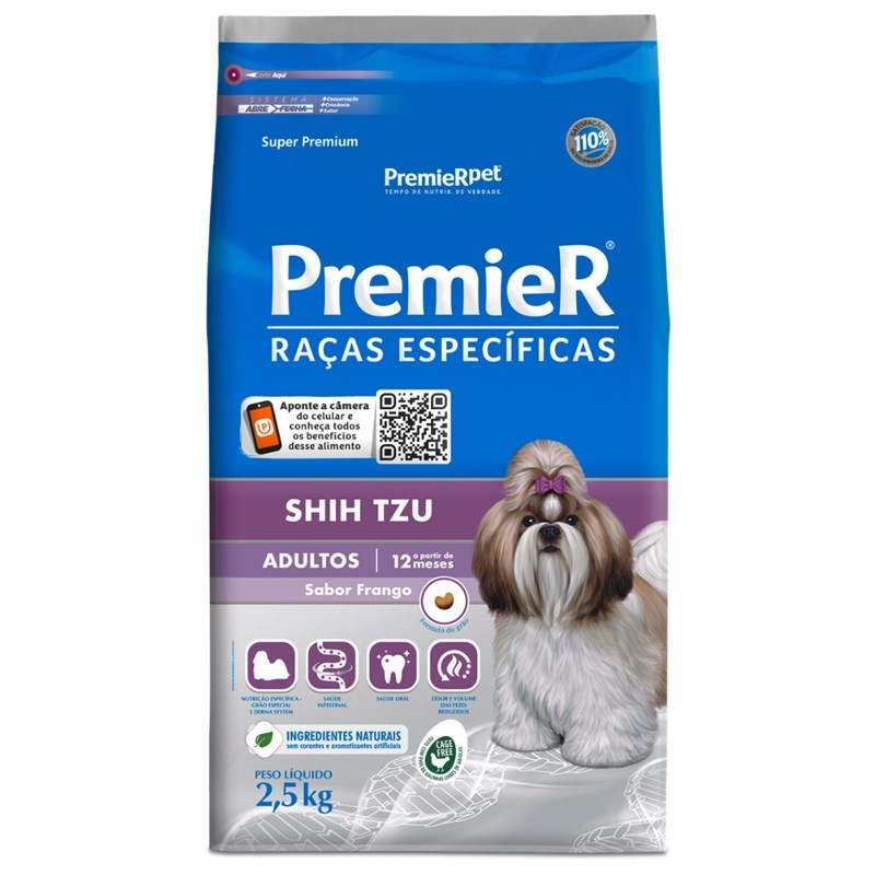RAÇÃO PREMIER RAÇAS ESPECÍFICAS SHIH TZU ADULTOS FRANGO 2.5KG