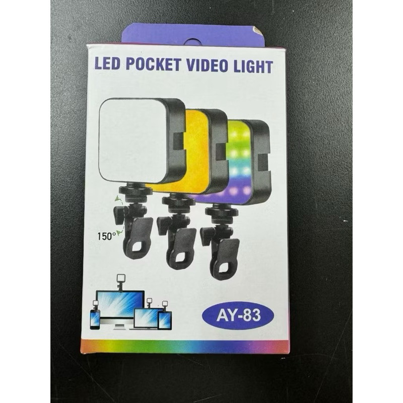 Mini Luz De Vídeo Led Rgb Com Suporte Para Celular 6500k Recarrega AY-83
