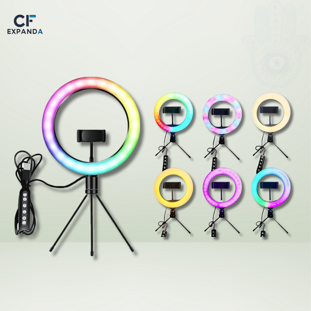 Luz Ring Light Rgb 8 Polegadas Tripé de Mesa Suporte Celular Câmera