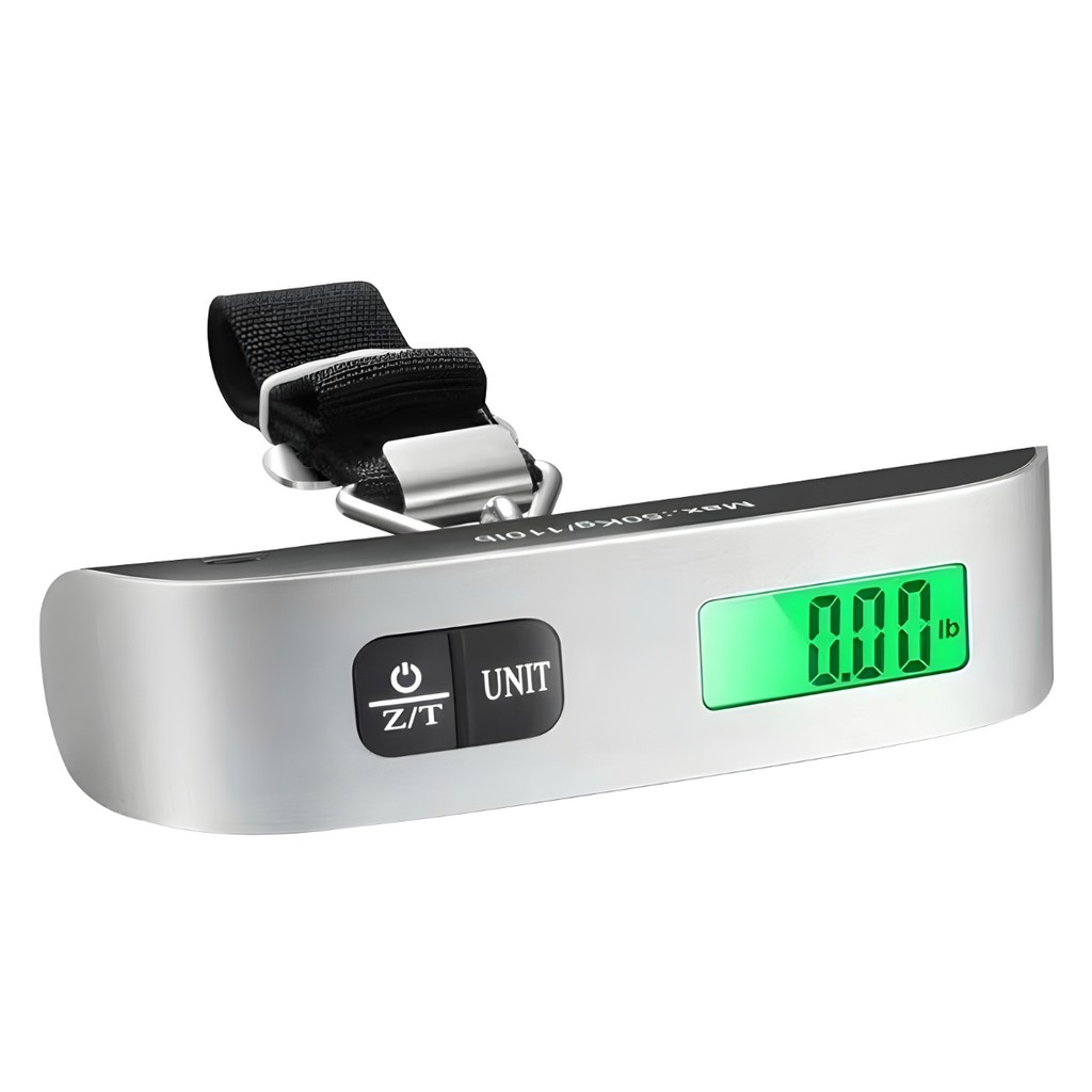 Balança Digital Portátil para Bagagem até 50kg LCD com Luz Função Tara Ideal Viagem Mala Mochila Precisão Alta