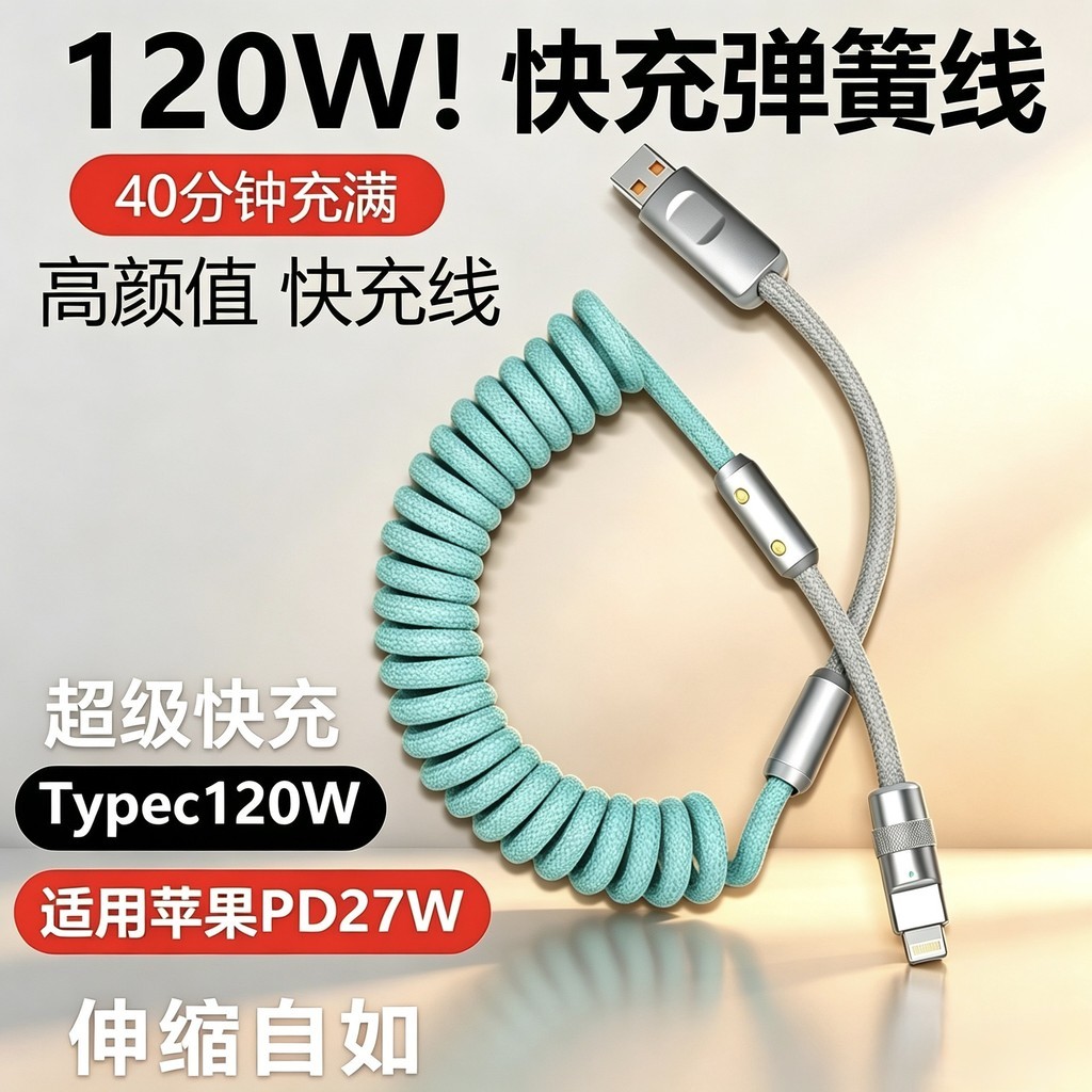 Cabo de carregamento de duas cores de carregamento Super rápido de Metal 30W adequado para Huawei Type-c Apple PD Spring