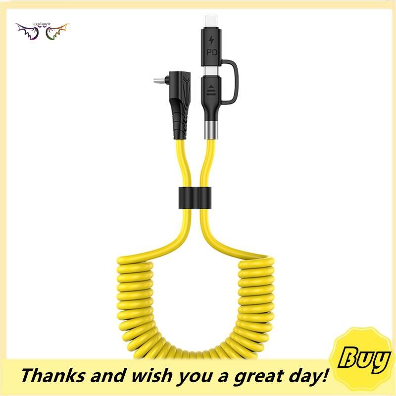 Cabo De Carregamento USB 2 Em 1 Spring Design 90 ° Dados Telescópico Do Carregador De Telefone Para Carro Cotovelo