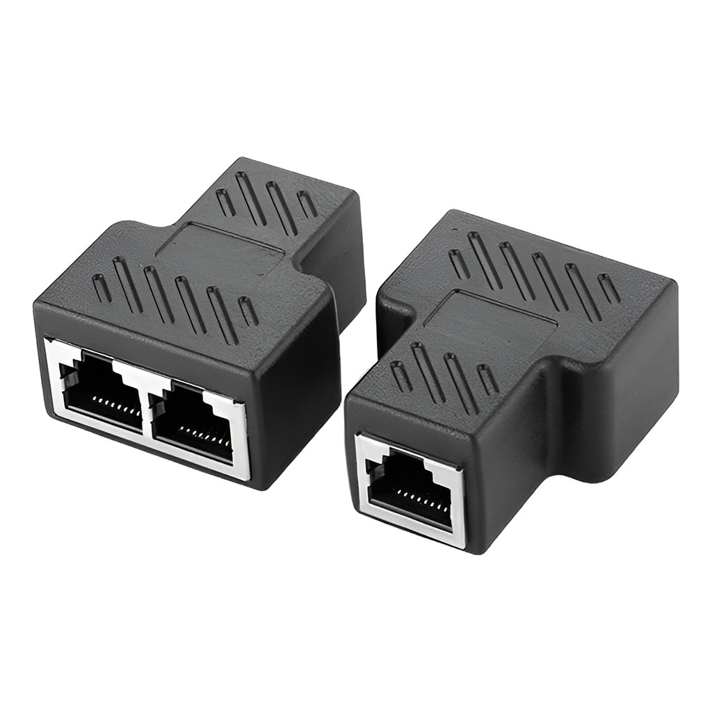 Duplicador Conector Extensor Rj45 1x2 Splitter Plug T Preto