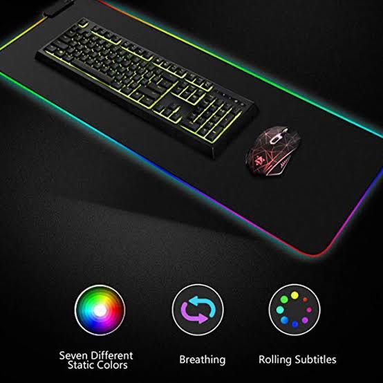 Mouse Pad Gamer com LED RGB Colorido 7 Cores – Tamanho Grande 80x30cm Para Jogadores e Streamers