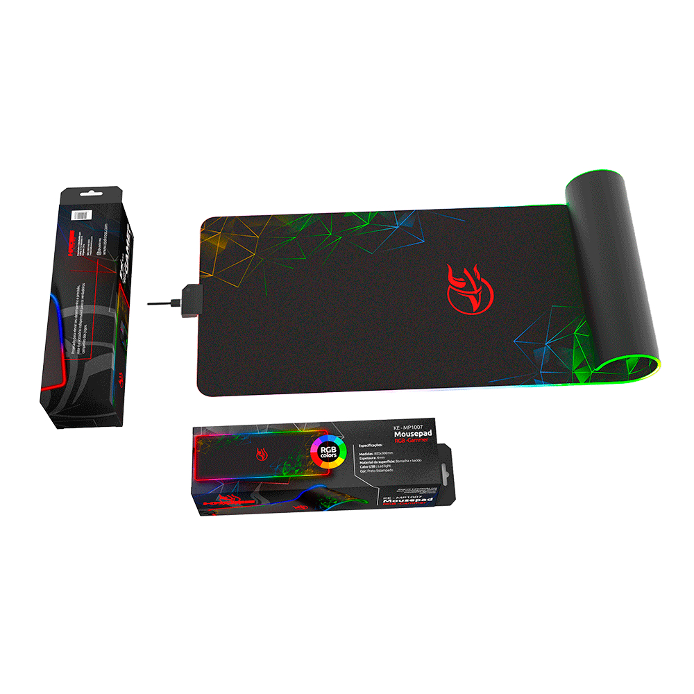 Mouse Pad Grande Gamer RGB Kross KE-MP1007 Preto