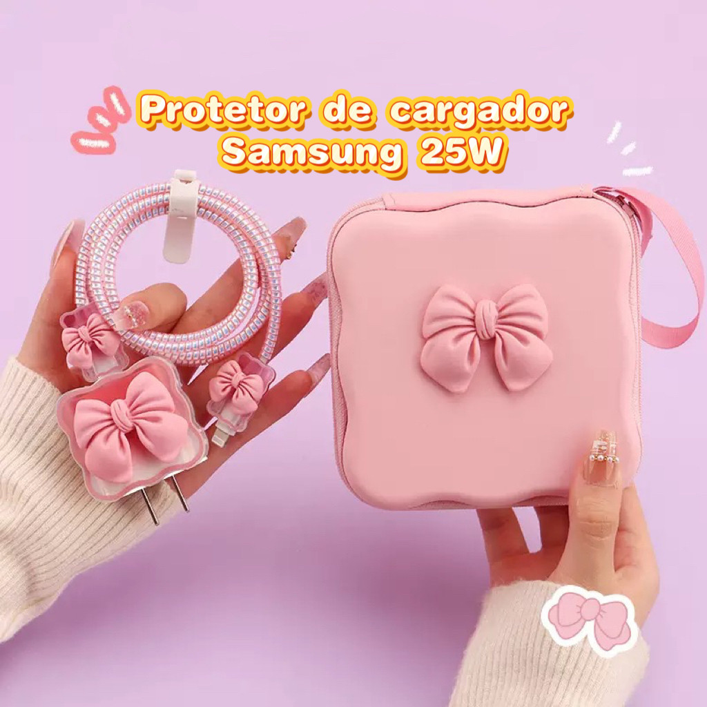 Capa Protetora De Cor Gradiente Com Cordão Para Carregador Samsung , Compatível De 25 W